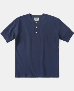 Hot Vintage Short Sleeve Henley T-Shirt - Navy Henleys | Short Sleeve T-Shirts