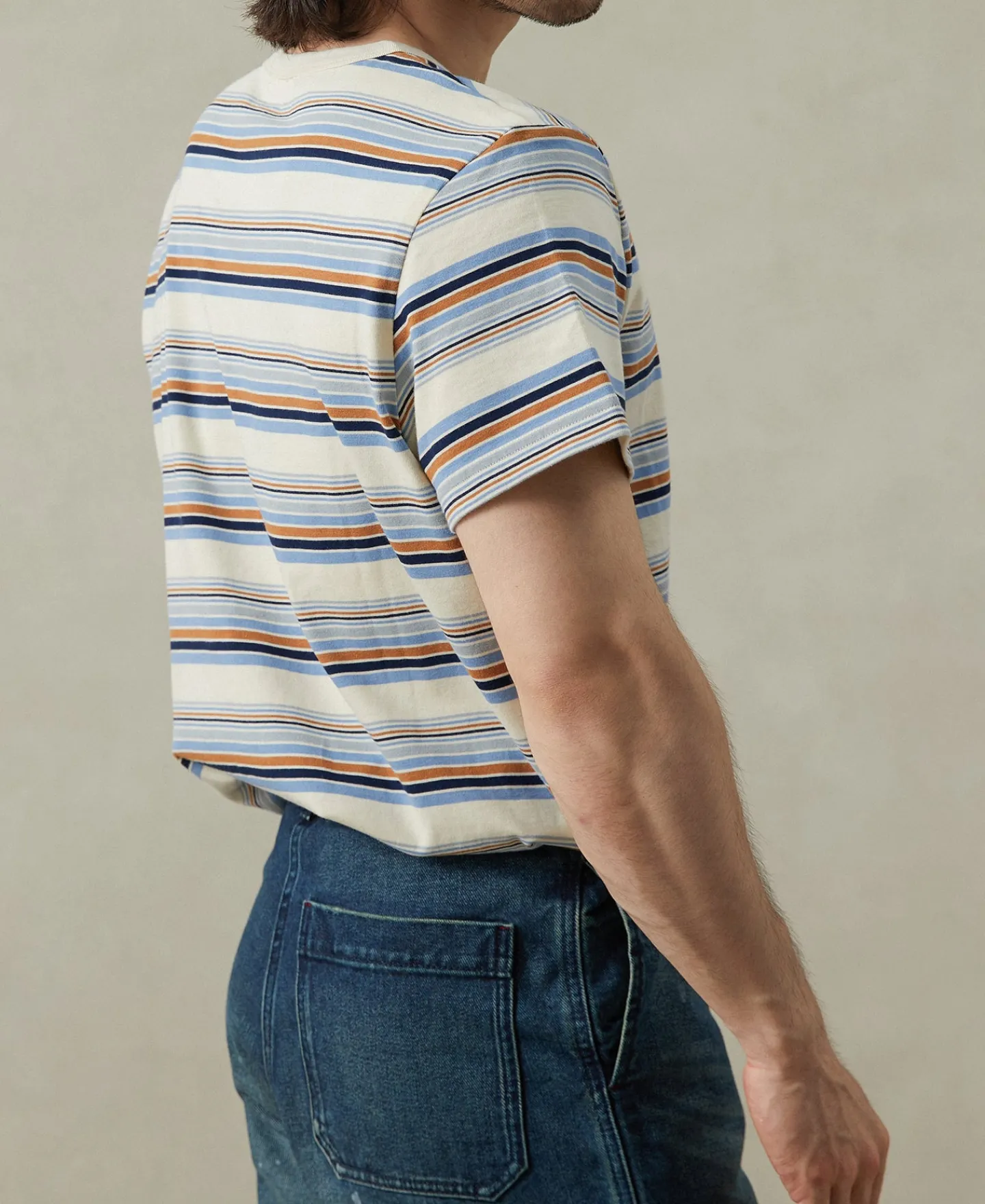 Hot Vintage Striped Cotton Pocket T-Shirt Short Sleeve T-Shirts | T-shirts