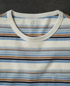 Hot Vintage Striped Cotton Pocket T-Shirt Short Sleeve T-Shirts | T-shirts