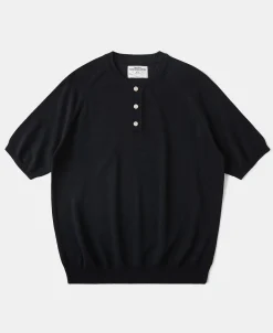 Fashion Viscose Knit Short Sleeve Henley T-Shirt - Black Henleys | Short Sleeve T-Shirts