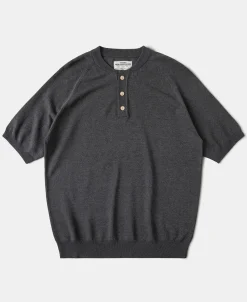 Discount Viscose Knit Short Sleeve Henley T-Shirt - Gray Henleys | Short Sleeve T-Shirts