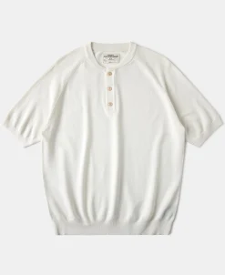 New Viscose Knit Short Sleeve Henley T-Shirt - White Short Sleeve T-Shirts | Henleys