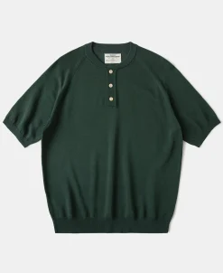 Online Viscose Knit Short Sleeve Henley T-Shirt - Dark Green Henleys | Short Sleeve T-Shirts