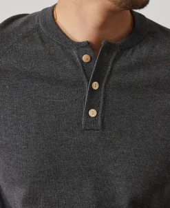Discount Viscose Knit Short Sleeve Henley T-Shirt - Gray Henleys | Short Sleeve T-Shirts