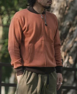 Outlet Waffle Cotton Full-Zip Track Jacket - Orange Jackets&coats