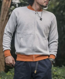 Sale Waffle Cotton Full-Zip Track Jacket - Gray Jackets&coats