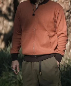 Outlet Waffle Cotton Full-Zip Track Jacket - Orange Jackets&coats