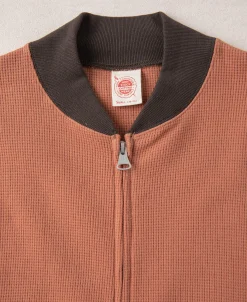 Outlet Waffle Cotton Full-Zip Track Jacket - Orange Jackets&coats