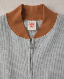 Sale Waffle Cotton Full-Zip Track Jacket - Gray Jackets&coats