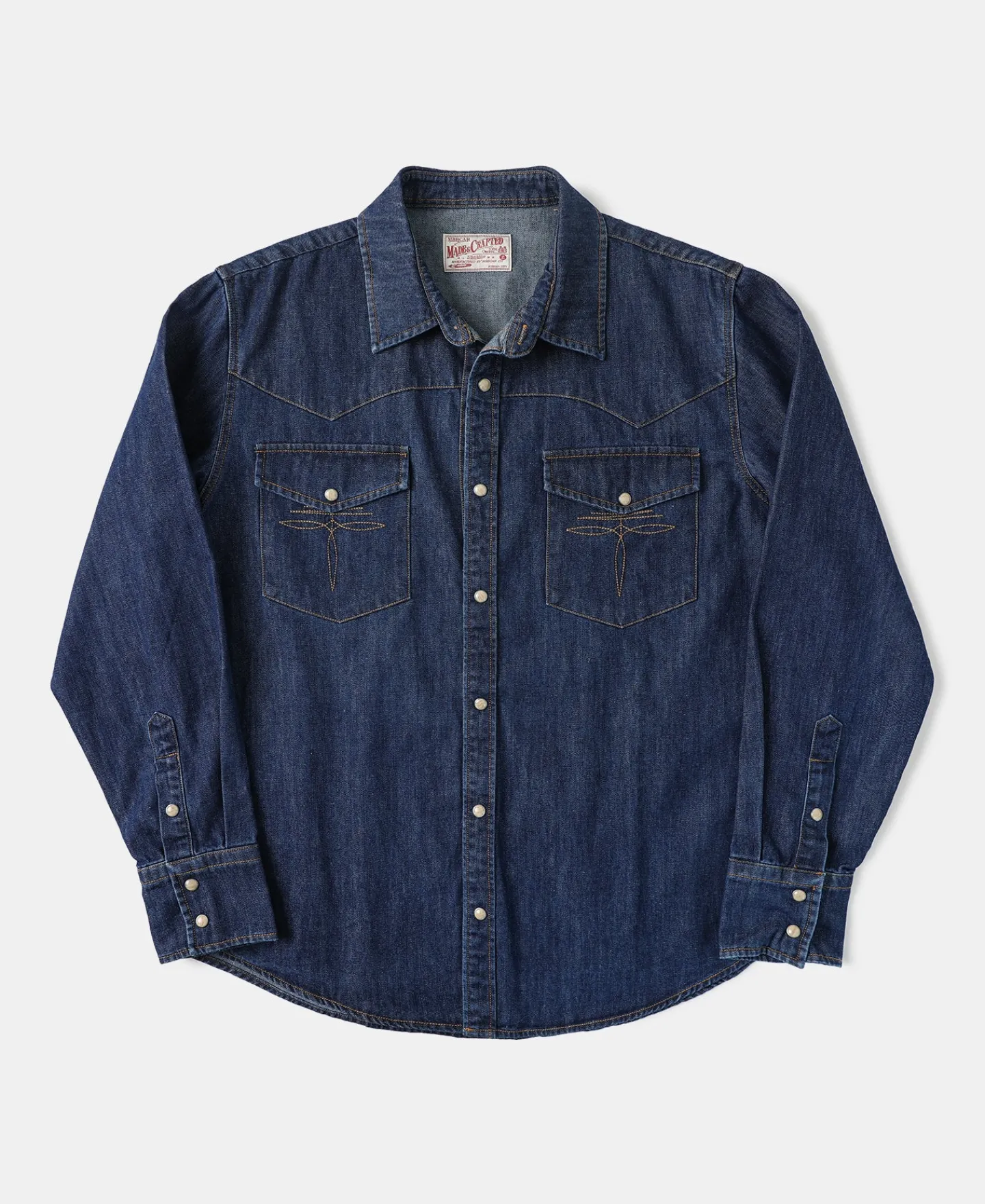Outlet Western Snap Button Washed Denim Shirt Long Sleeve Shirts | Shirts