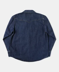Outlet Western Snap Button Washed Denim Shirt Long Sleeve Shirts | Shirts