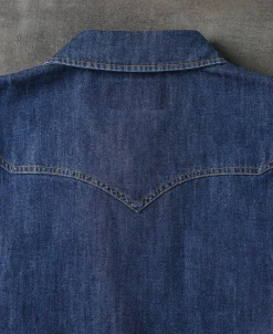 Outlet Western Snap Button Washed Denim Shirt Long Sleeve Shirts | Shirts