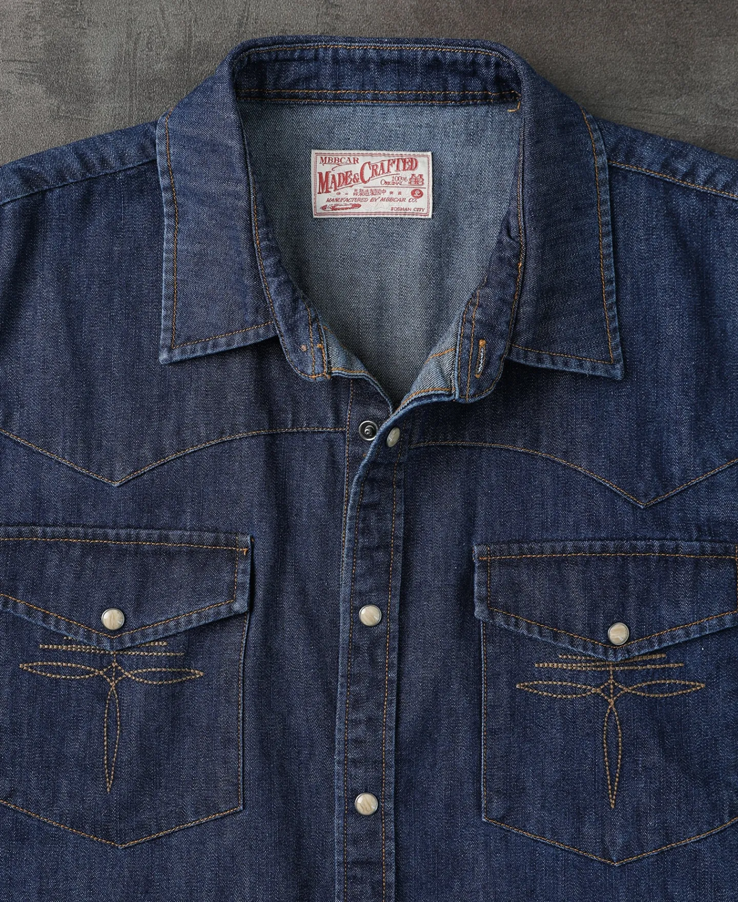 Outlet Western Snap Button Washed Denim Shirt Long Sleeve Shirts | Shirts