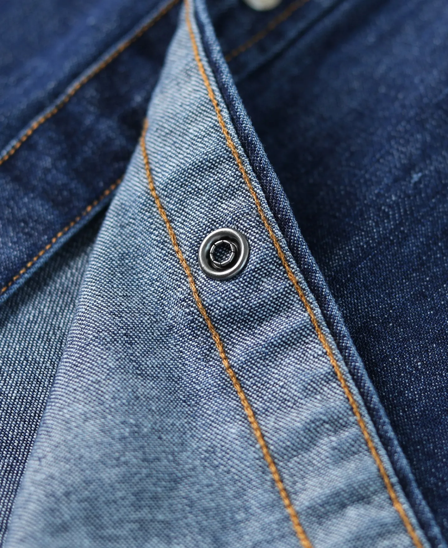 Outlet Western Snap Button Washed Denim Shirt Long Sleeve Shirts | Shirts