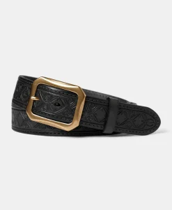 Sale Western Tooled Leather Belt - Black Belts