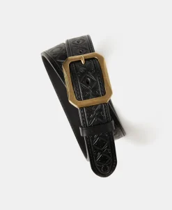 Sale Western Tooled Leather Belt - Black Belts