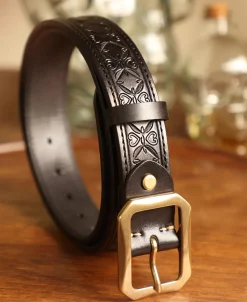 Sale Western Tooled Leather Belt - Black Belts