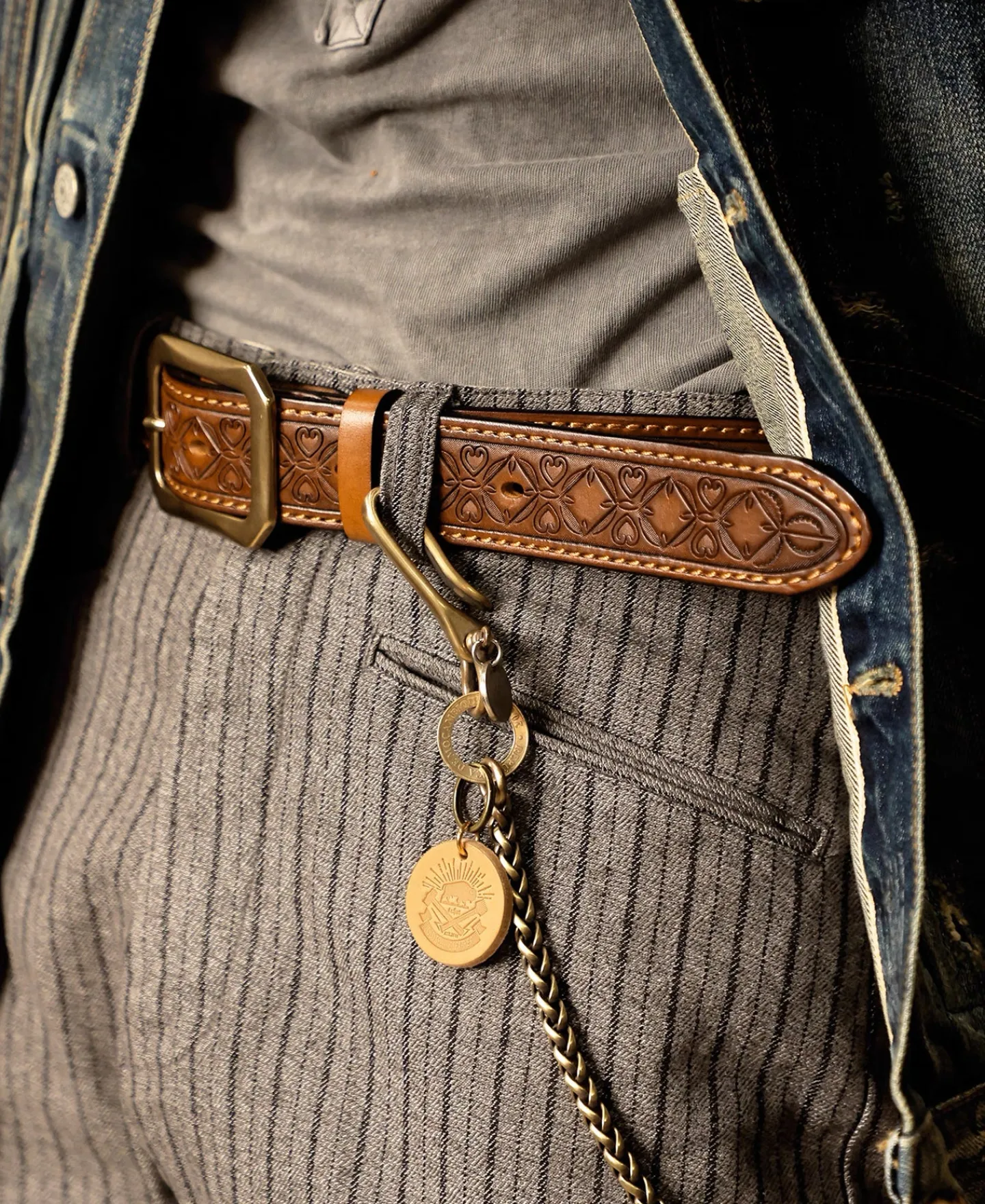 New Western Tooled Leather Belt - Brown Belts