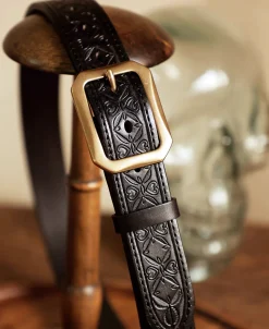 Sale Western Tooled Leather Belt - Black Belts