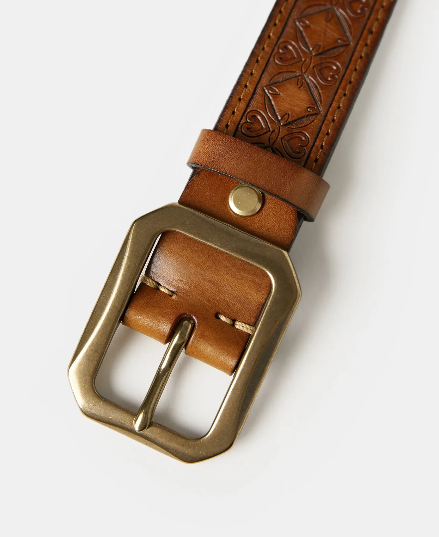 New Western Tooled Leather Belt - Brown Belts