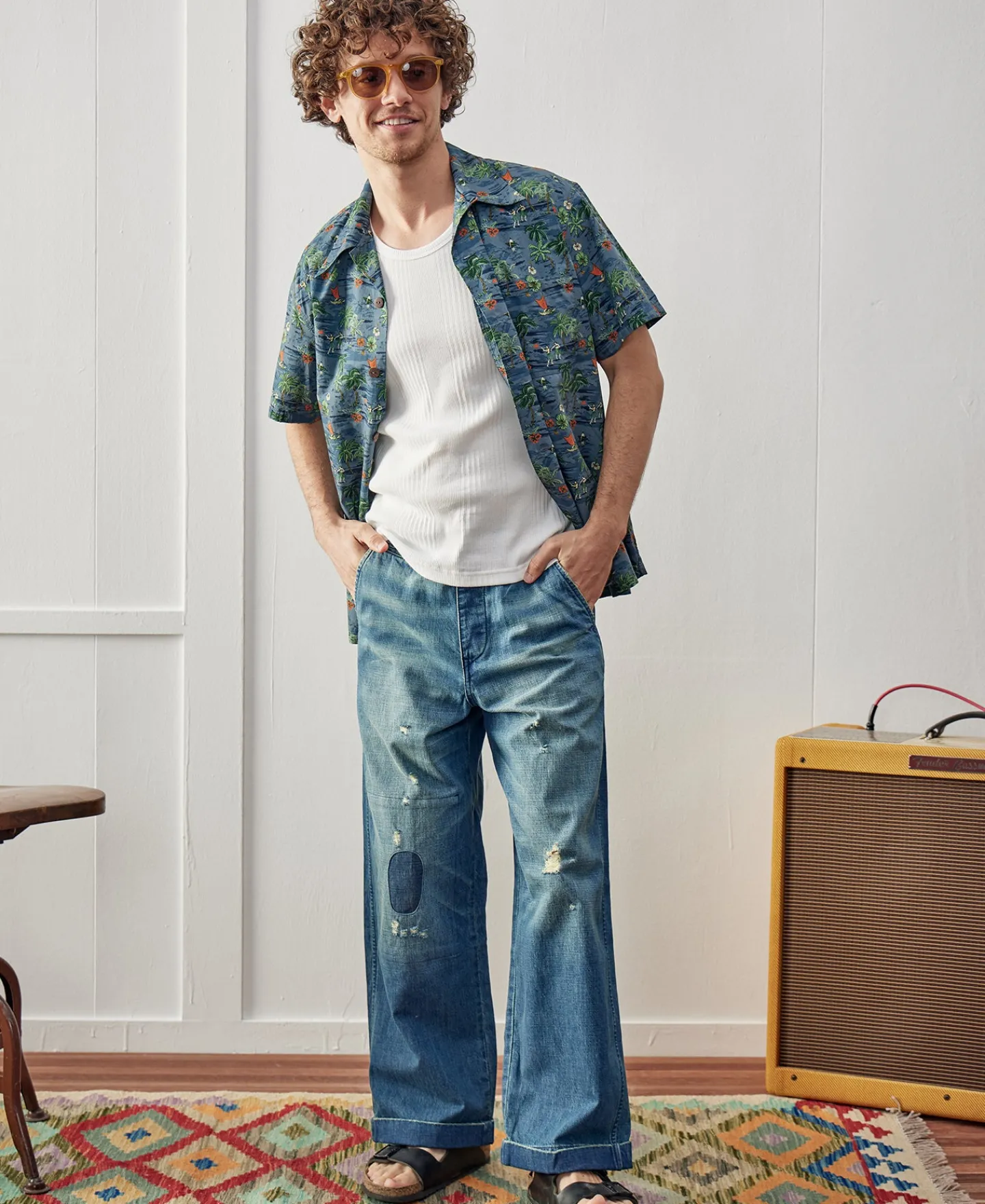 Sale Wide Leg Repaired Jeans Jeans | Denim